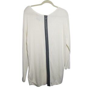 Soft Surroundings Women's Classic Cream Knit Tunic Exposed Back Zipper Sz L